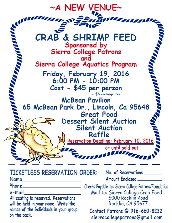 Crab &amp; Shrimp Feed Sponsored by Sierra College Patrons and Sierra  College Aquatics Program